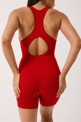 Nova Sırt Dekolteli Seamless Spor Şortlu Tulum
