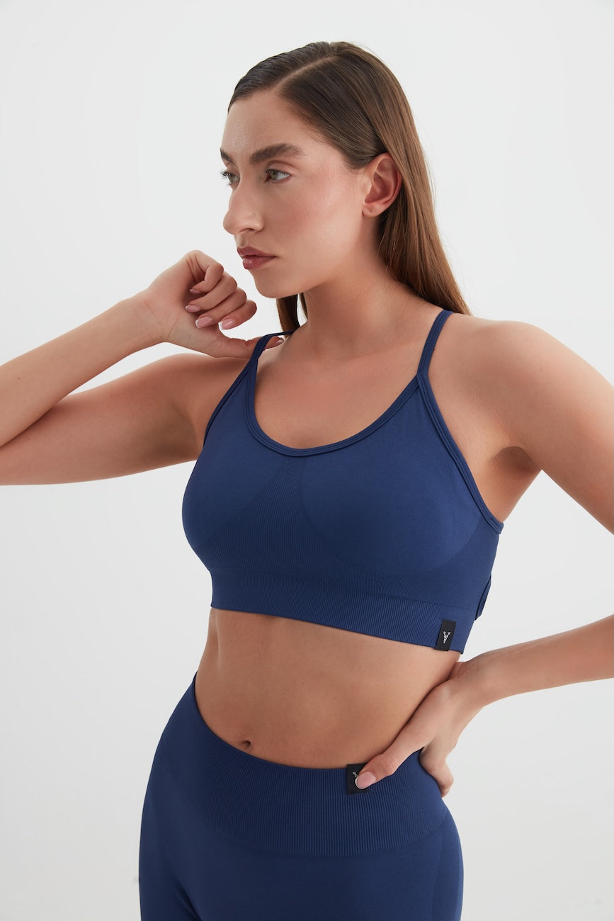 LUMA Seamless Çapraz Askılı Kadın Spor Sütyeni Lacivert