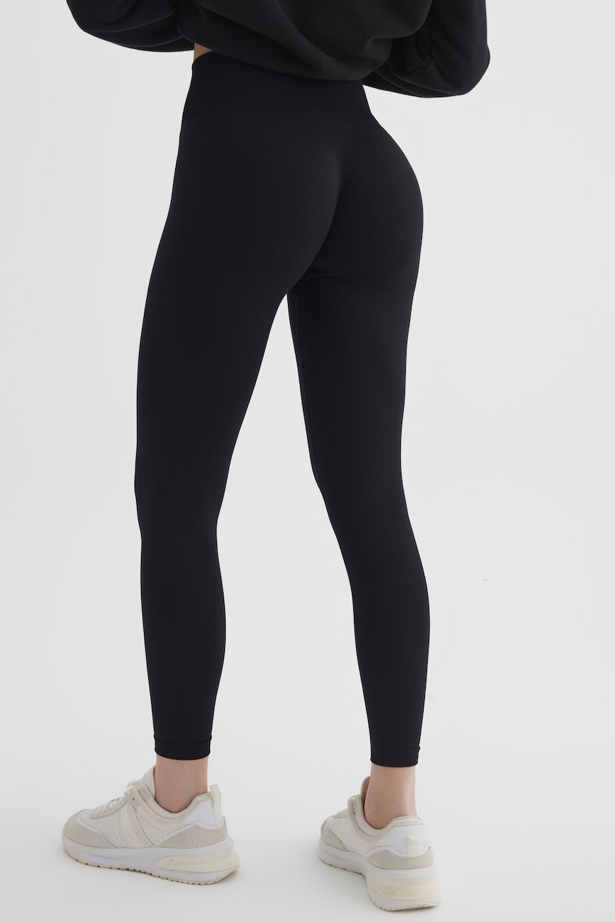 FLEECE Seamless Termal Tayt İçi Polar Yüksek Bel Kışlık Tayt Siyah