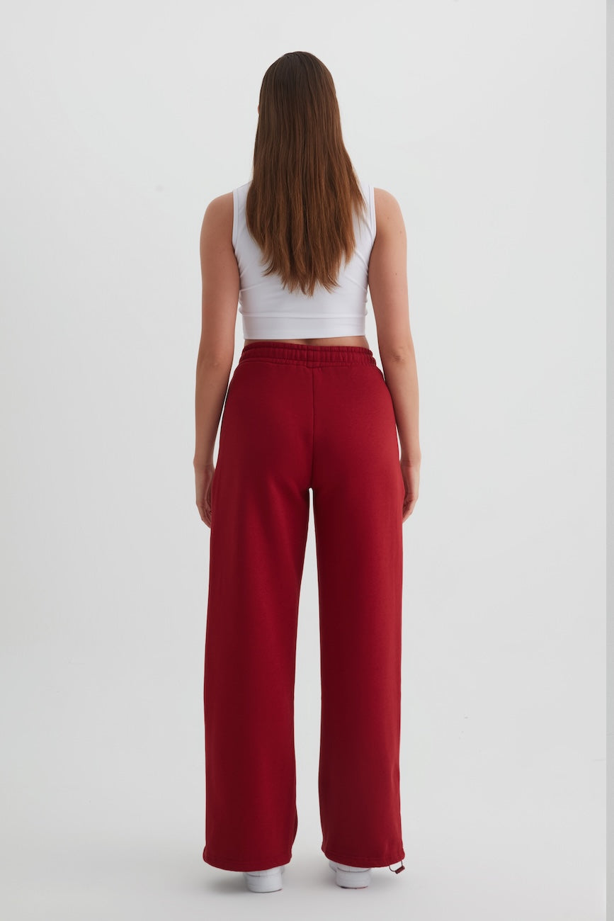 Mira İspanyol Paça Üç İplik Kadın Eşofman Altı Bordo