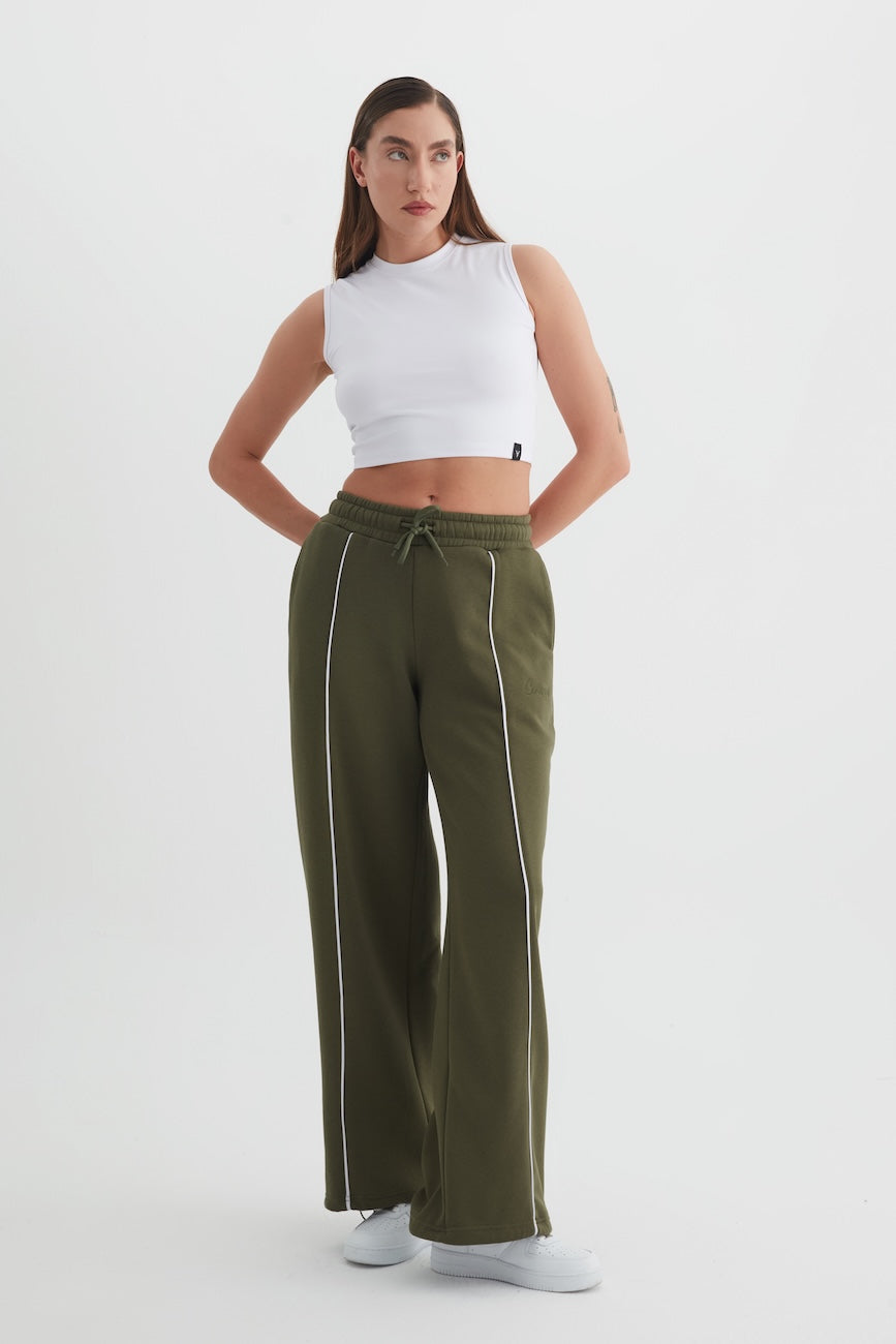 Mira İspanyol Paça Üç İplik Kadın Eşofman Altı Haki