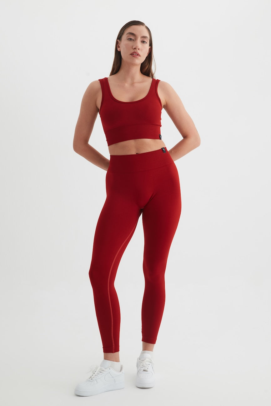 Essential Seamless Yüksek Bel Toparlayıcı Kadın Tayt Kiremit