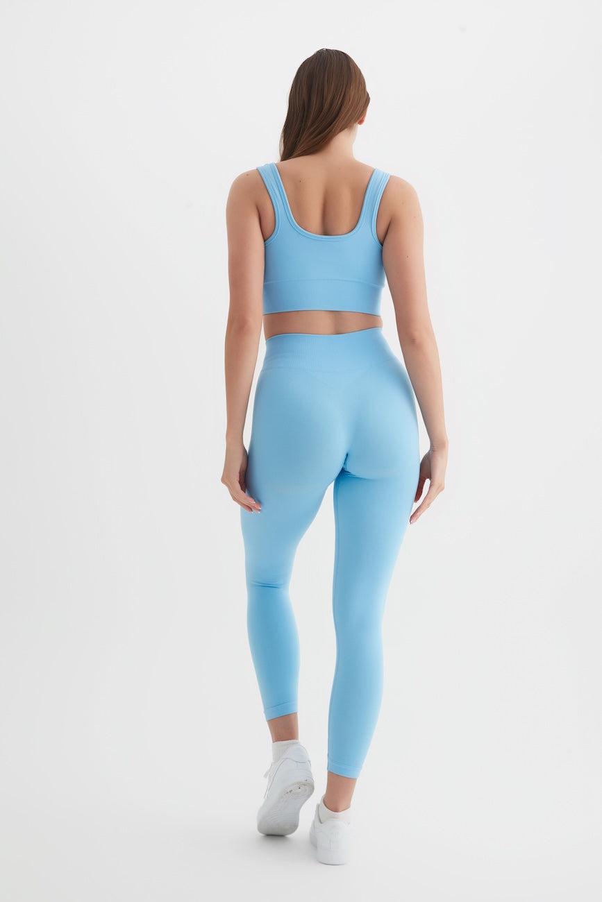 Essential Seamless Yüksek Bel Toparlayıcı Kadın Tayt Bebe Mavisi