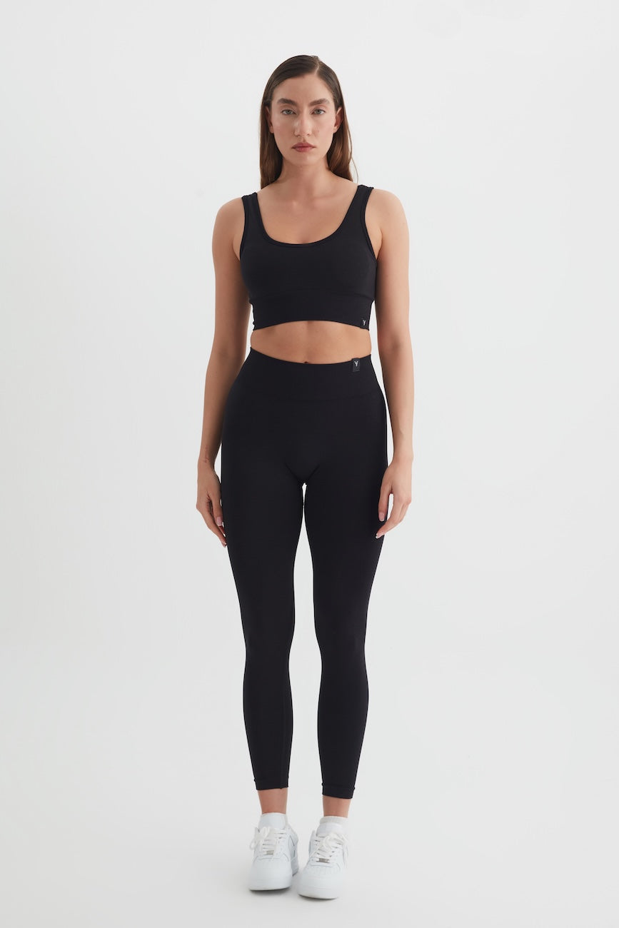Essential Seamless Yüksek Bel Toparlayıcı Kadın Tayt Siyah