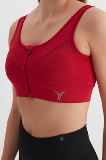 CORE Fermuarlı Destekli Spor Sütyeni Kırmızı