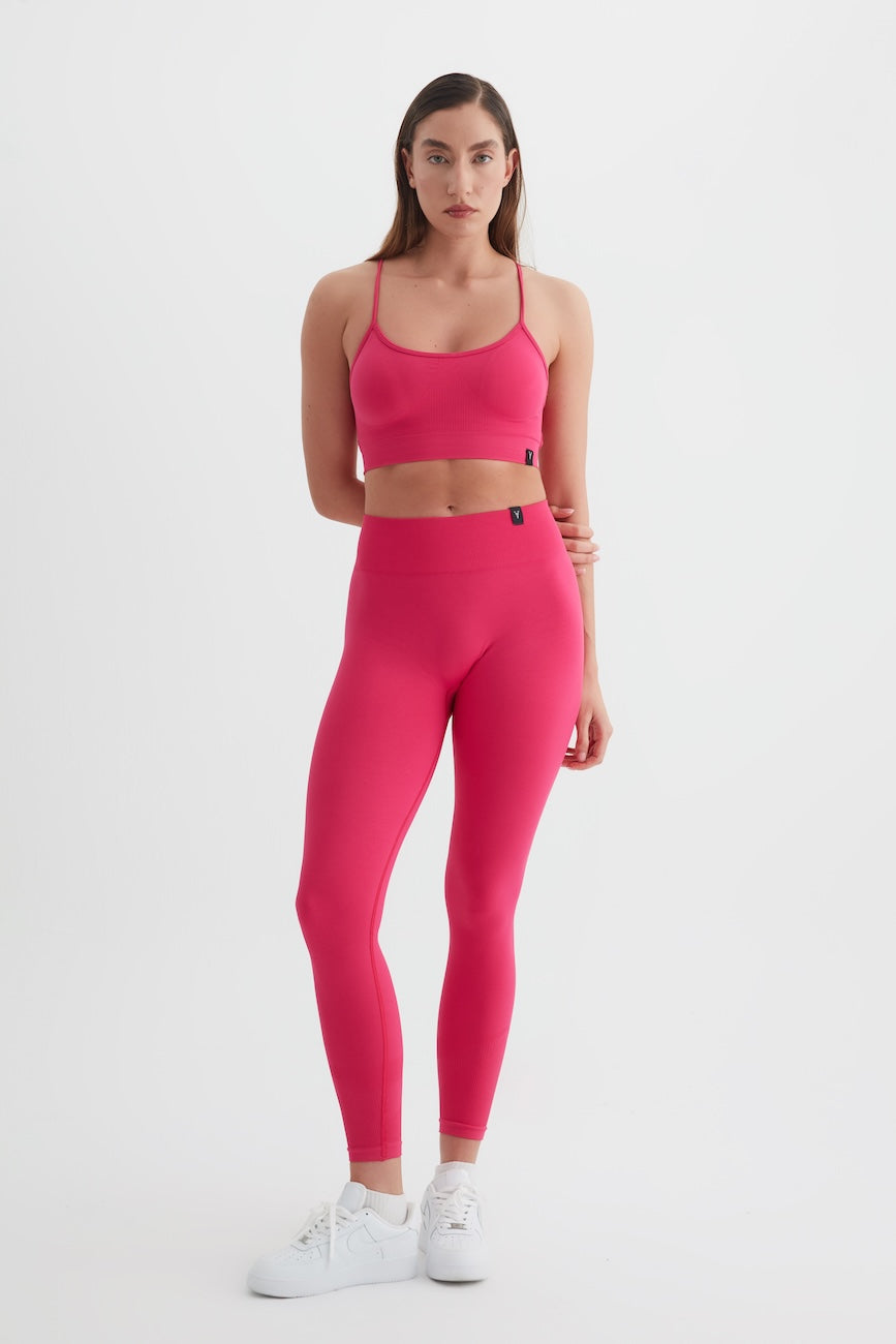 LUMA Seamless Çapraz Askılı Kadın Spor Sütyeni Fuşya