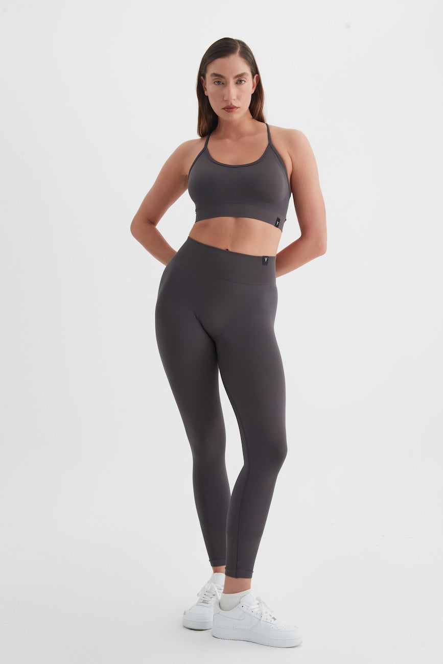 LUMA Seamless Çapraz Askılı Kadın Spor Sütyeni Antrasit