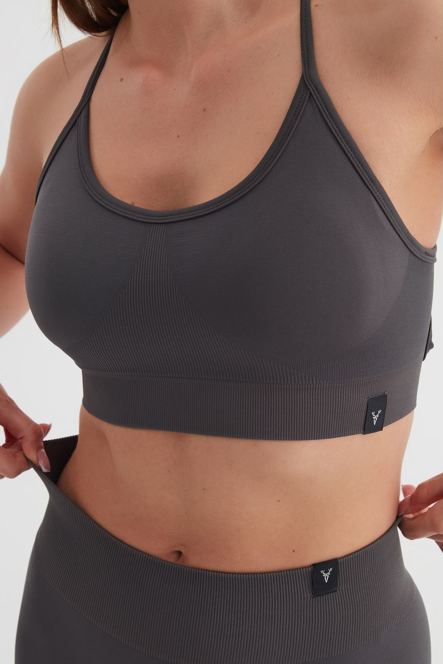LUMA Seamless Çapraz Askılı Kadın Spor Sütyeni Antrasit