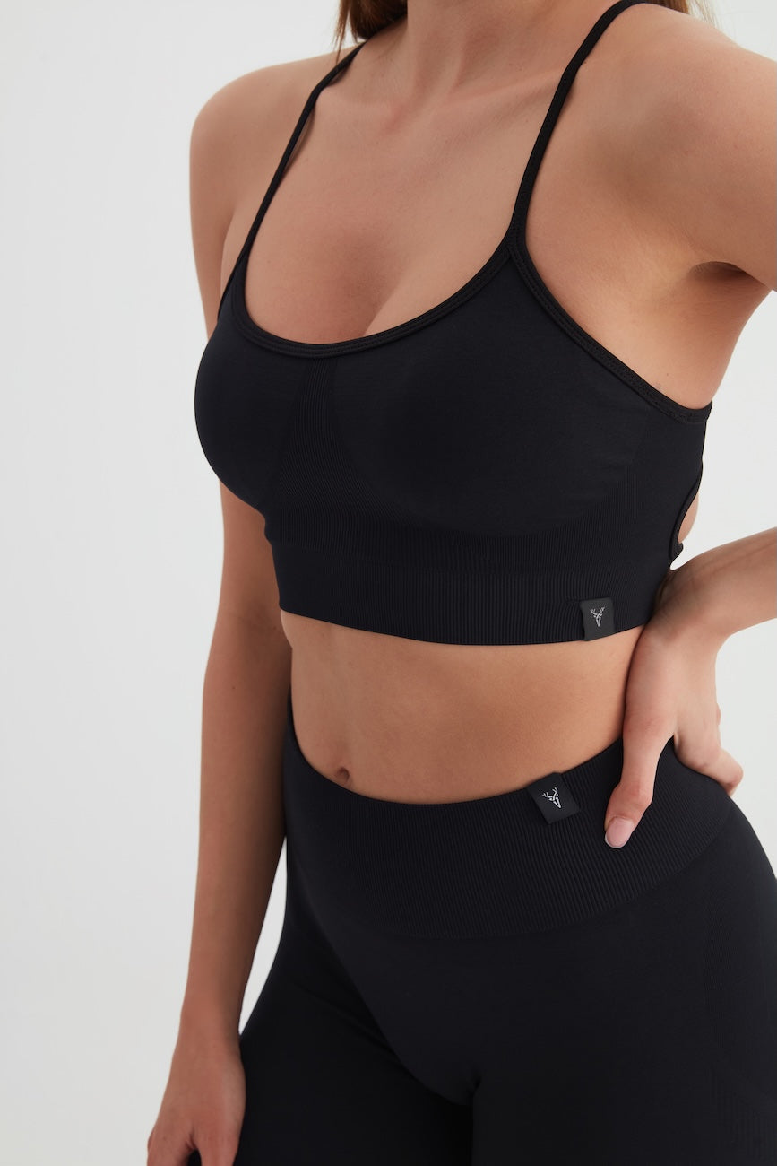 LUMA Seamless Çapraz Askılı Kadın Spor Sütyeni Siyah