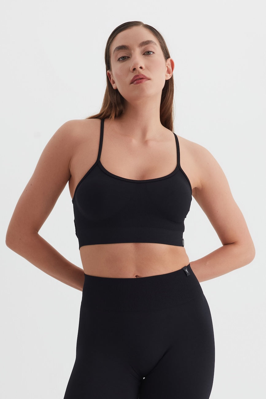 LUMA Seamless Çapraz Askılı Kadın Spor Sütyeni Siyah