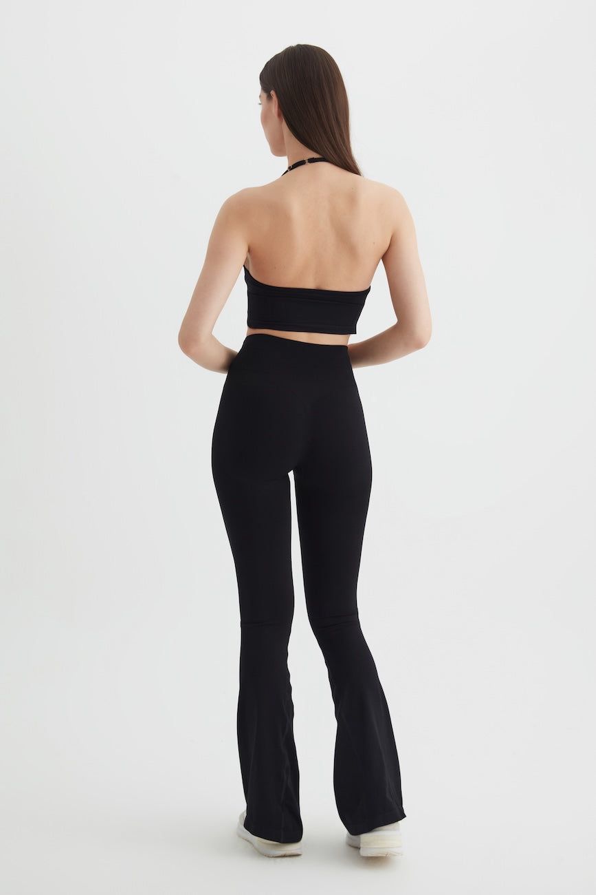 Vistara Seamless İspanyol Paça Tayt  Siyah