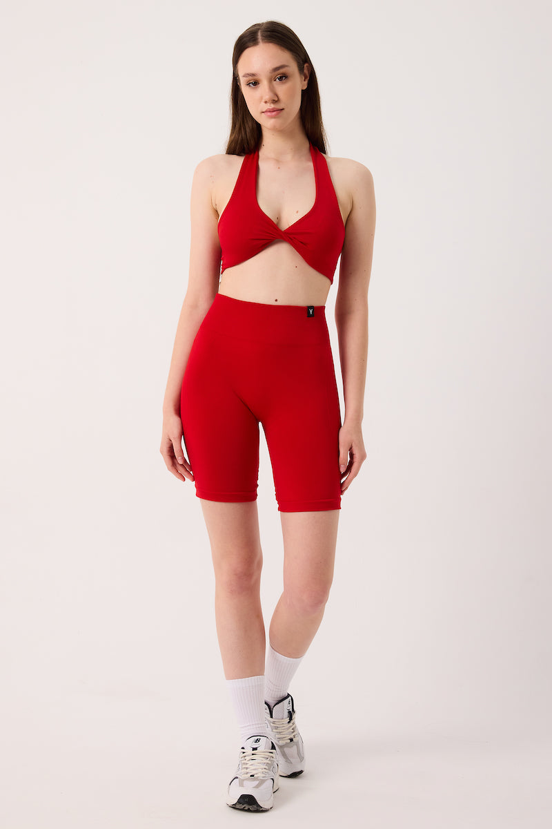 Amara Yüksel Bel Toparlayıcı Şort Kırmızı