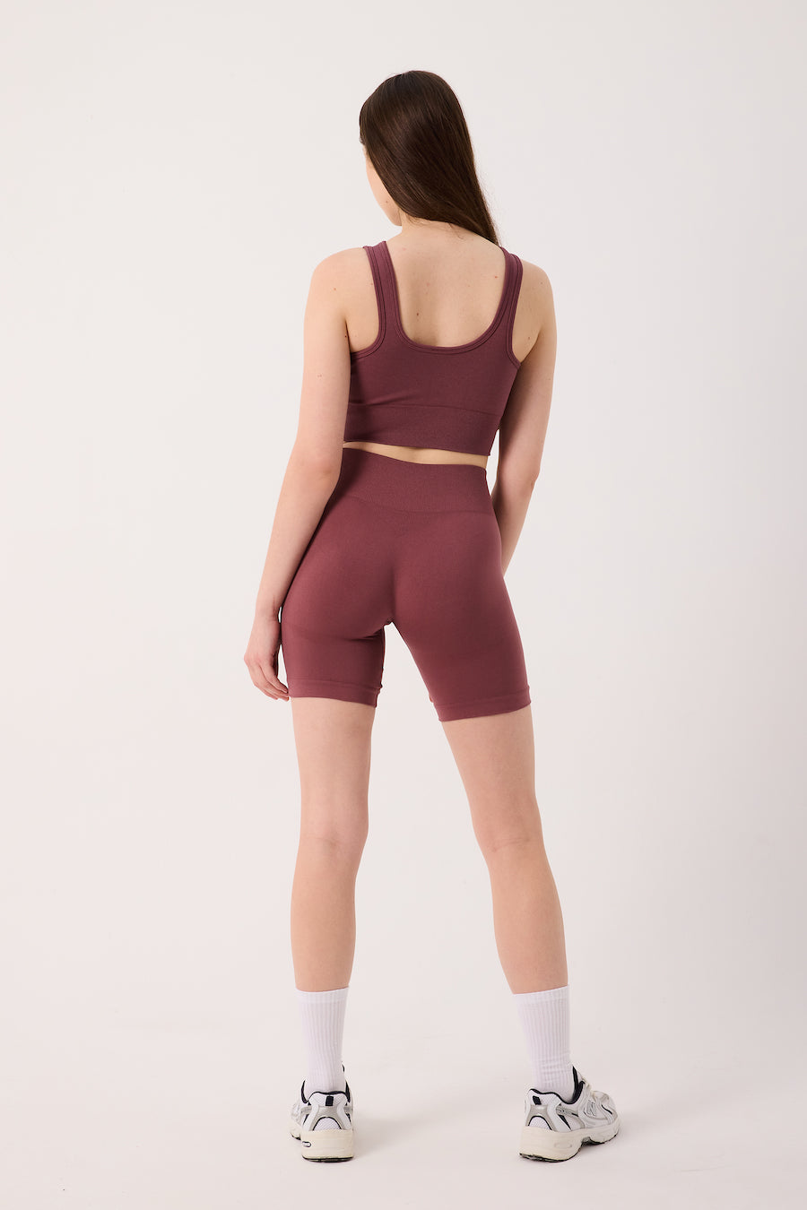 Essential Yüksek Bel Spor Şort Mürdüm