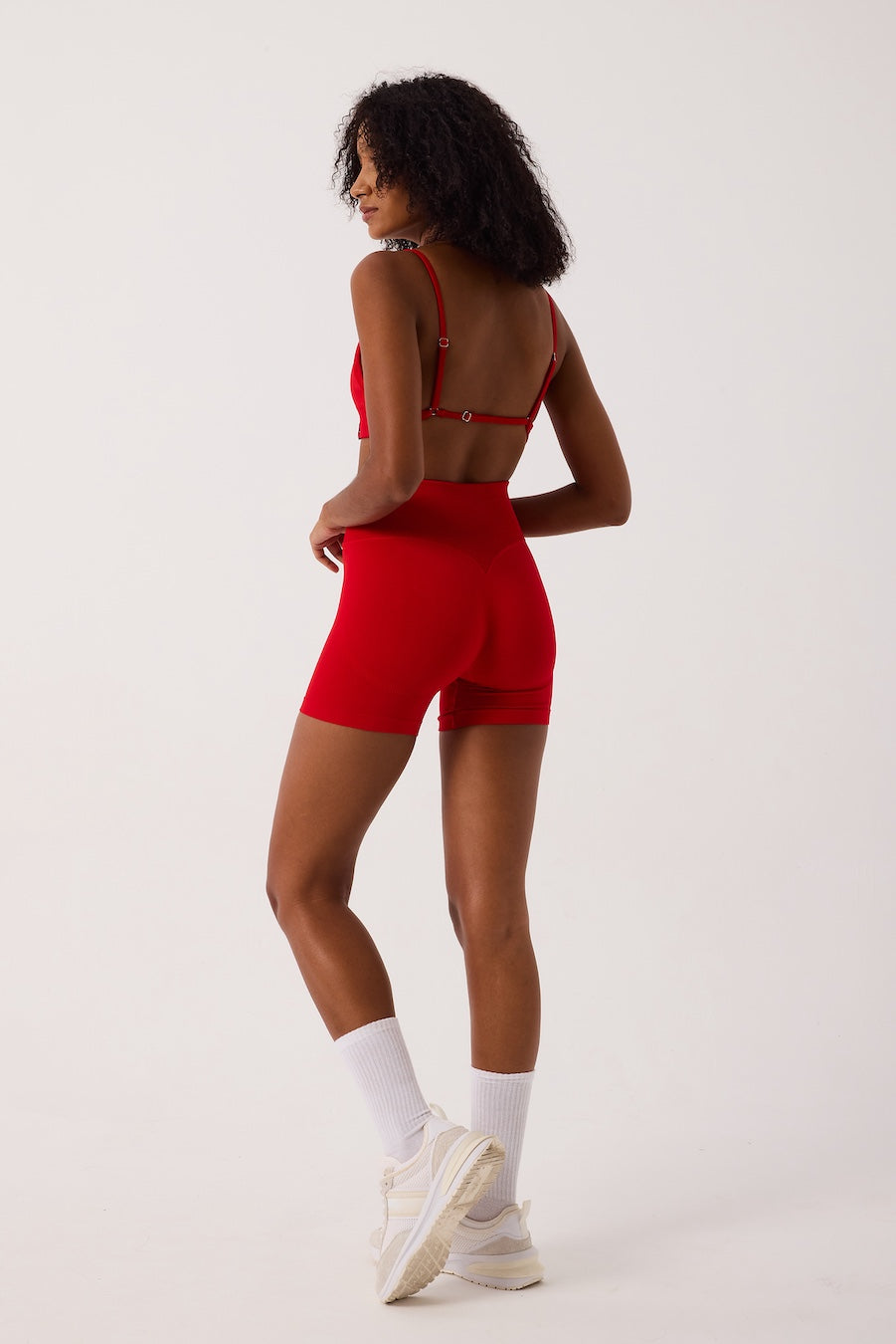 Aura Yüksek Bel Kemer Detaylı Spor Şort Kırmızı
