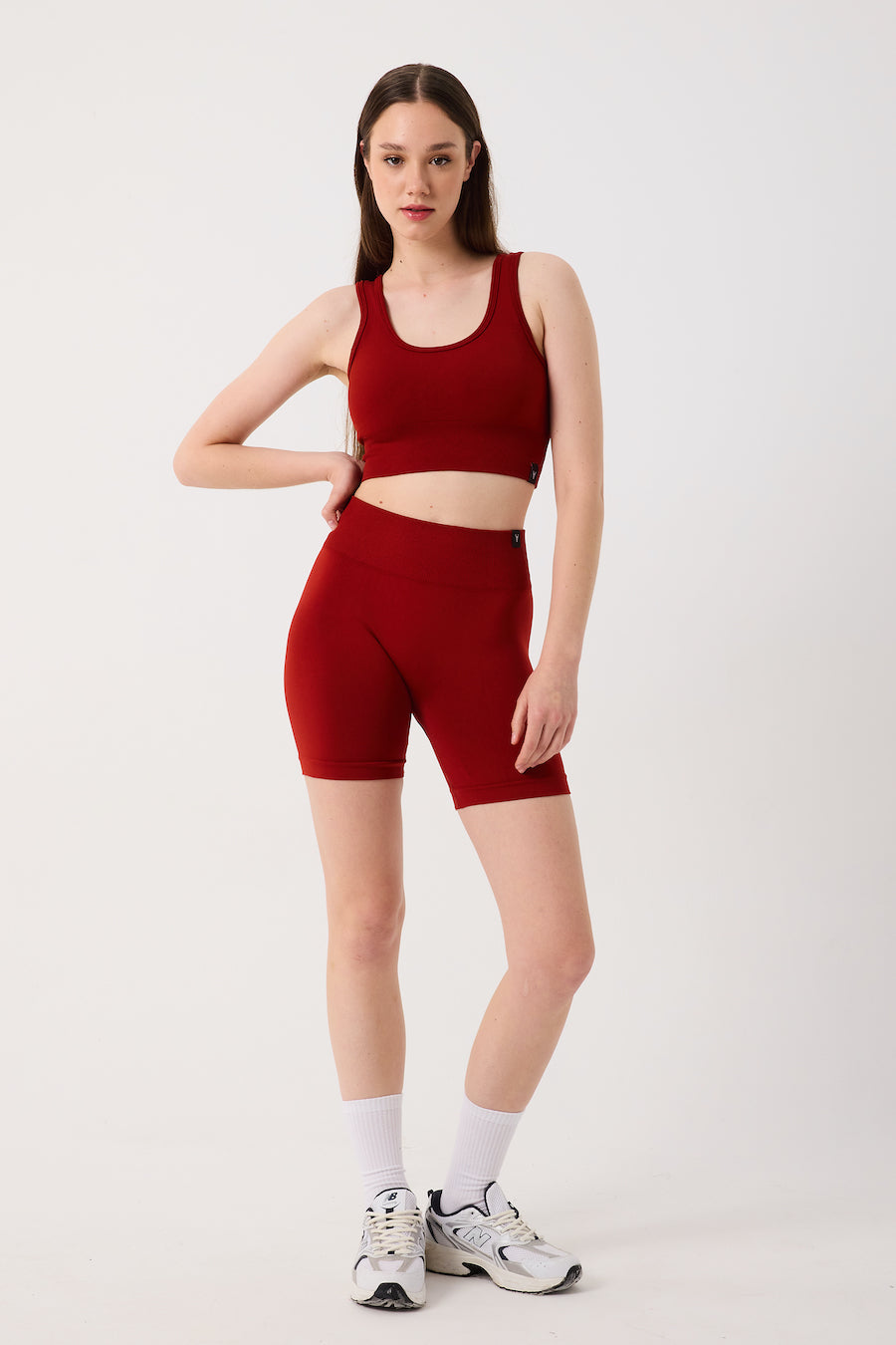 Essential Yüksek Bel Spor Şort Kiremit