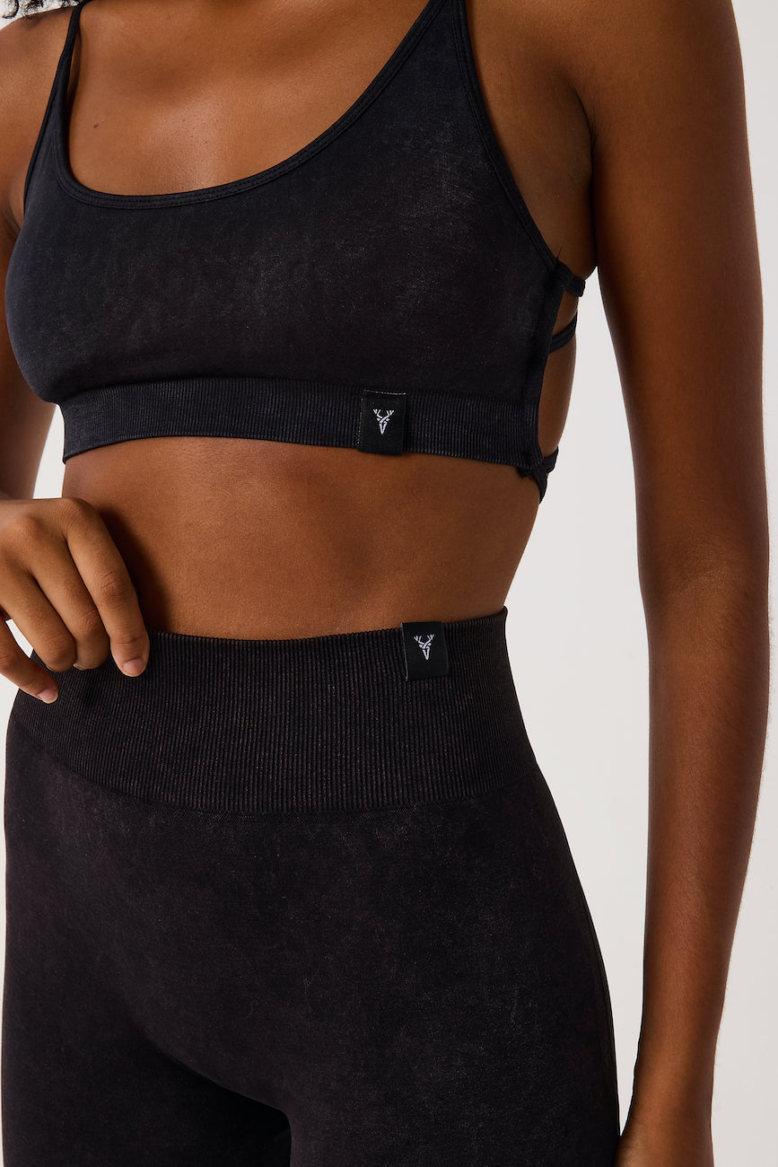 Glowfit Yüksek Bel Kısa Şort Asit Siyah