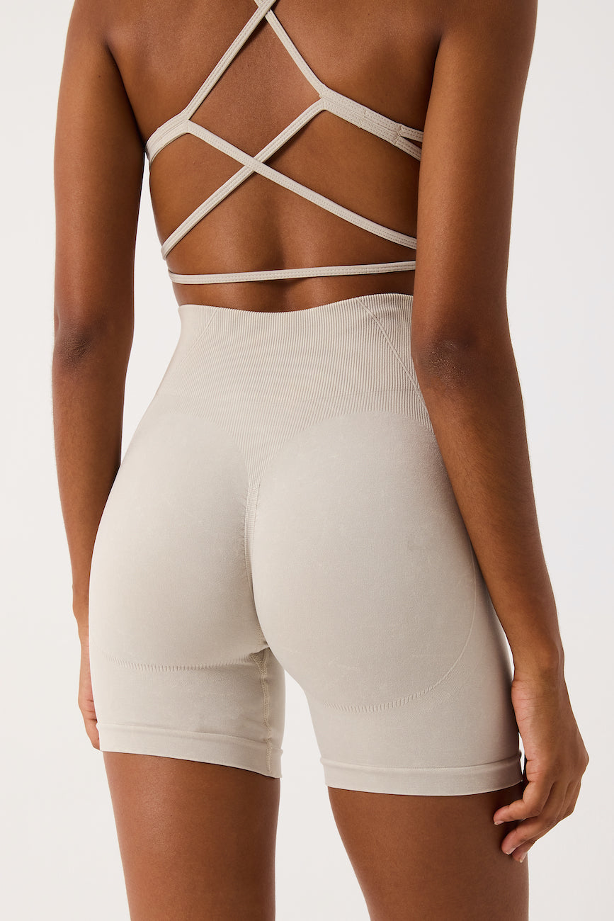 Glowfit Yüksek Bel Kısa Şort Asit Gri