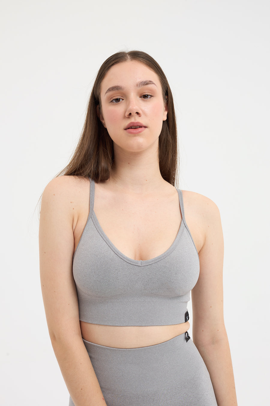 Urban Melanj Askılı Spor Bra Gri