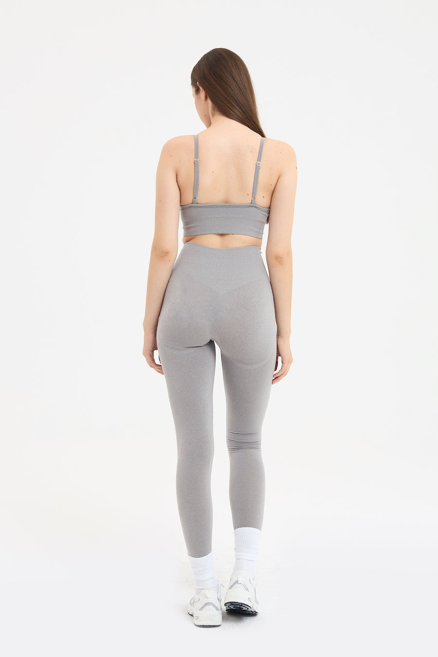 Urban Melanj Yüksek Bel Spor Tayt Gri