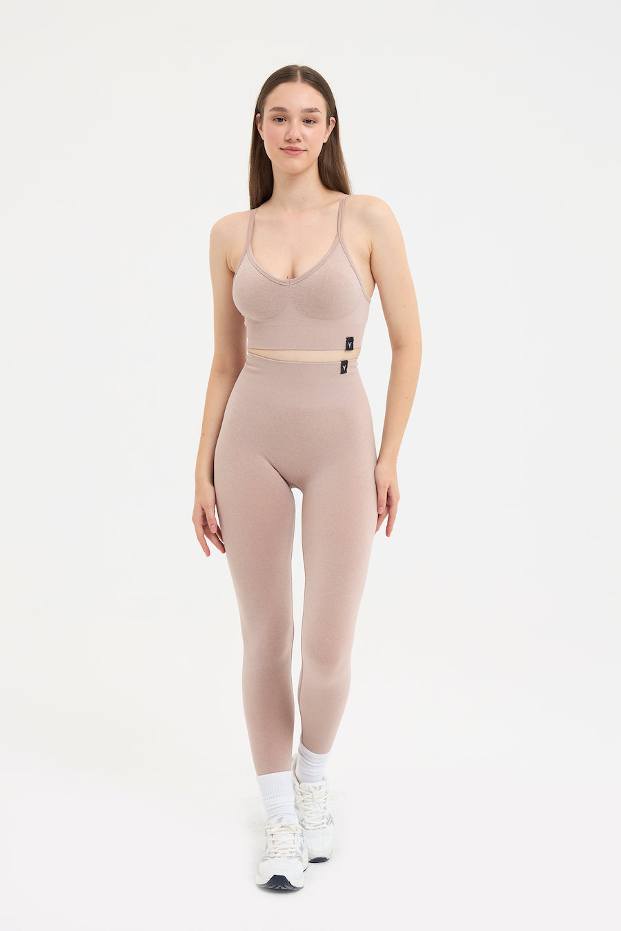 Urban Melanj Yüksek Bel Spor Tayt Bej