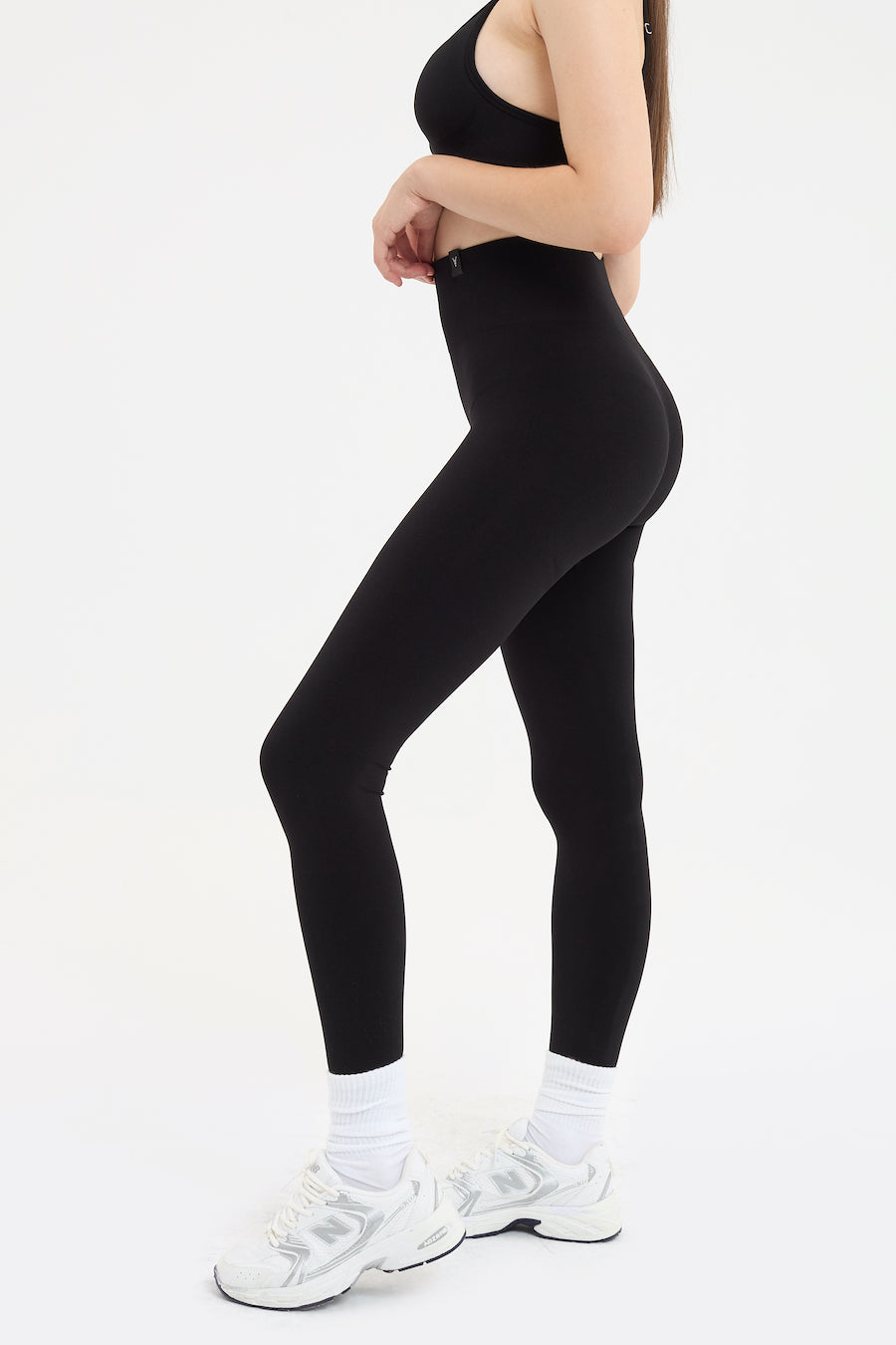 Urban Melanj Yüksek Bel Spor Tayt Siyah