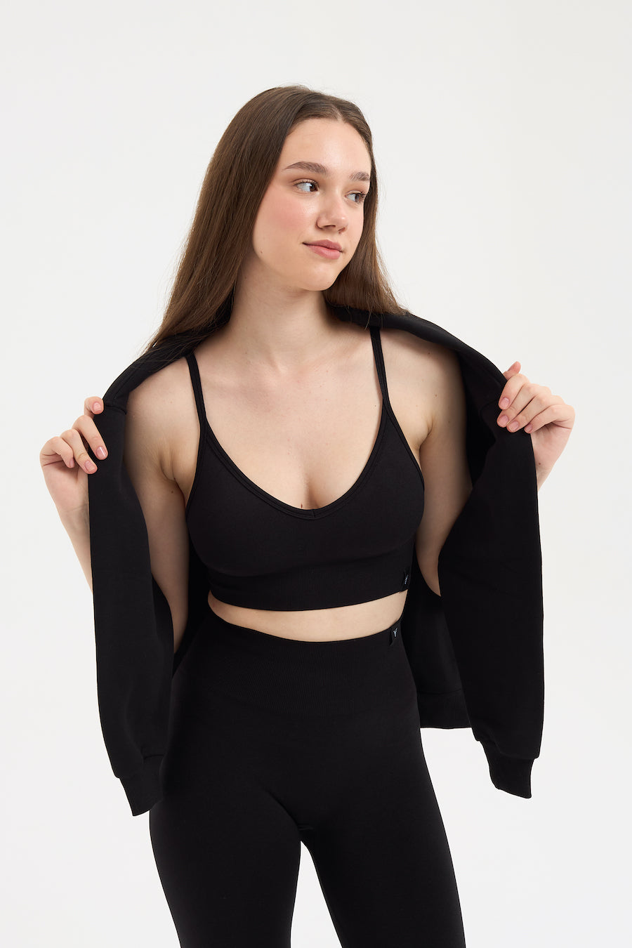 Urban Melanj Yüksek Bel Spor Tayt Siyah