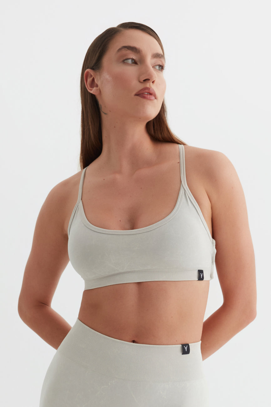 Glowfit Askılı Sırt Detaylı Bra Asit Gri