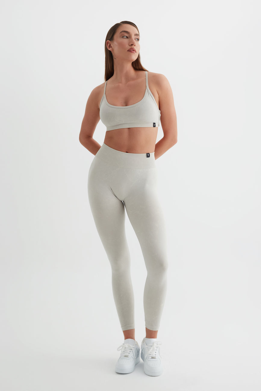 Glowfit Askılı Sırt Detaylı Bra Asit Gri