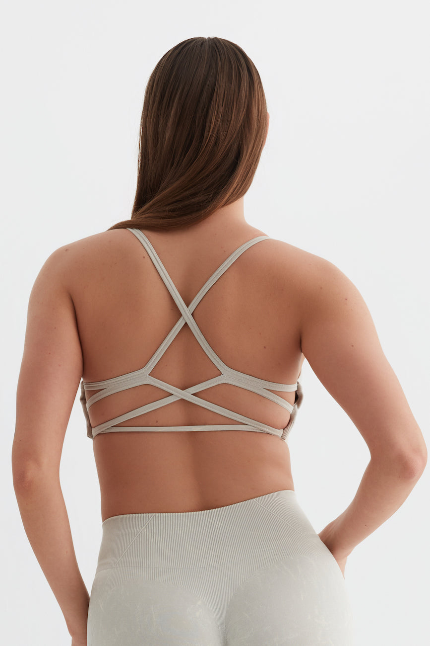 Glowfit Askılı Sırt Detaylı Bra Asit Gri