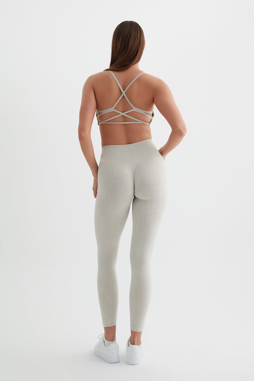 Glowfit Yüksek Bel Toparlayıcı Spor Tayt Asit Gri