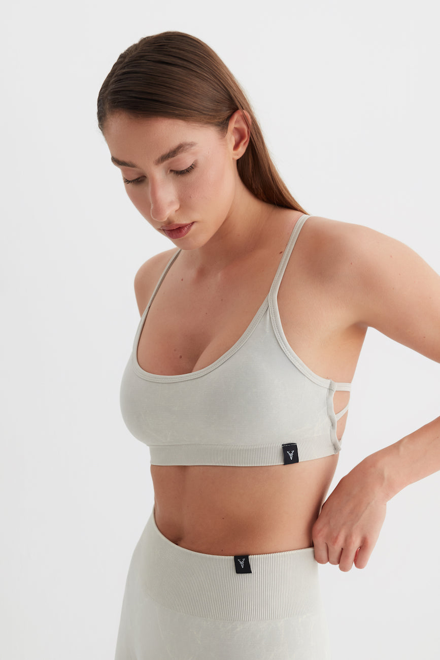 Glowfit Askılı Sırt Detaylı Bra Asit Gri