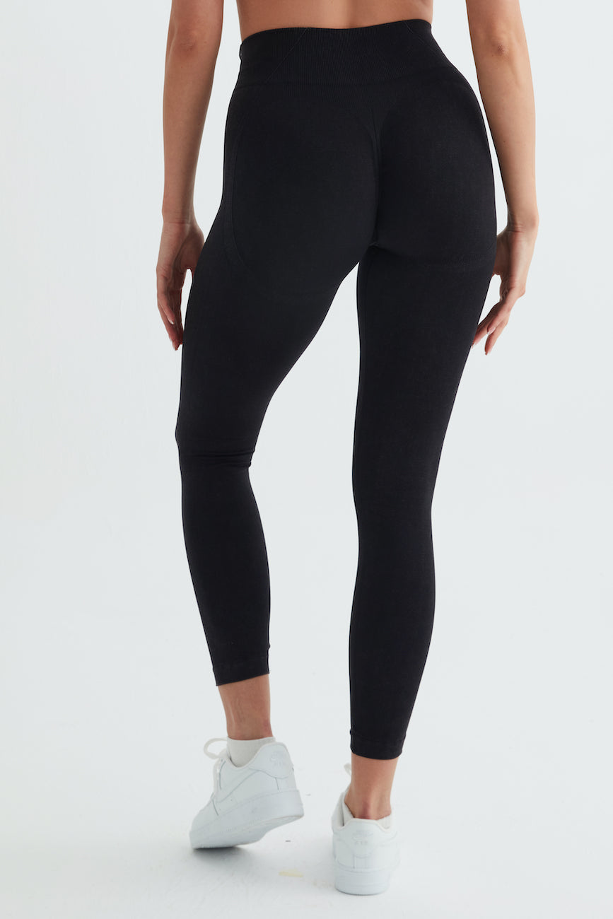 Glowfit Yüksek Bel Toparlayıcı Spor Tayt Asit Siyah