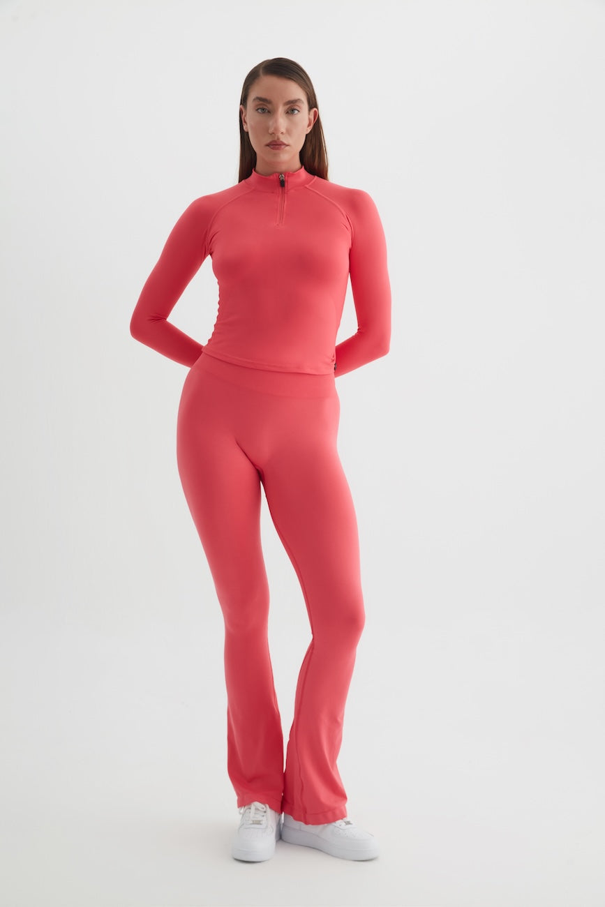 Vistara Uzun Kollu Yarım Fermuarlı Spor Üst Fuşya