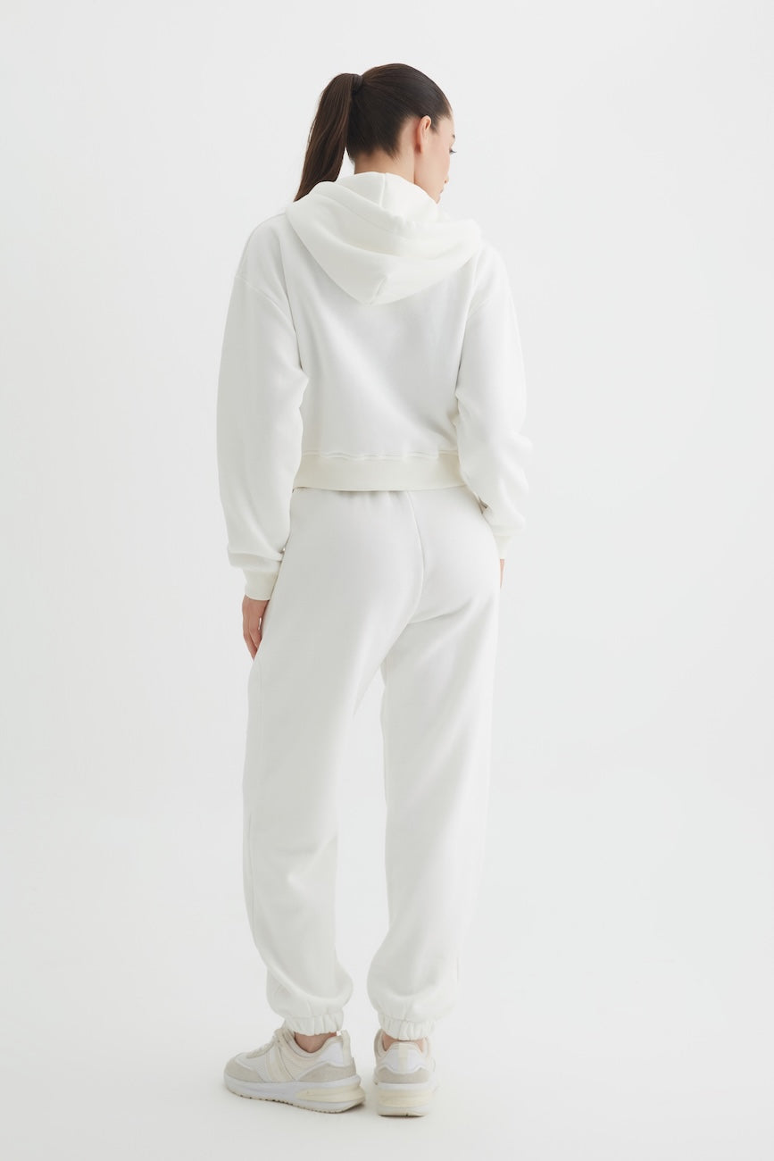 Liri Üç İplik Kapüşonlu Kadın Eşofman Takımı Ekru
