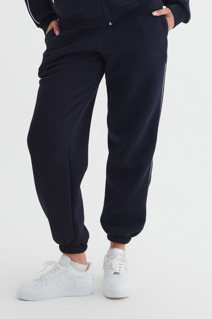 Elora Üç İplik Kapüşonlu Kadın Eşofman Takımı Lacivert