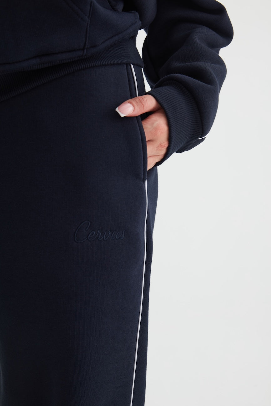 Elora Üç İplik Kapüşonlu Kadın Eşofman Takımı Lacivert