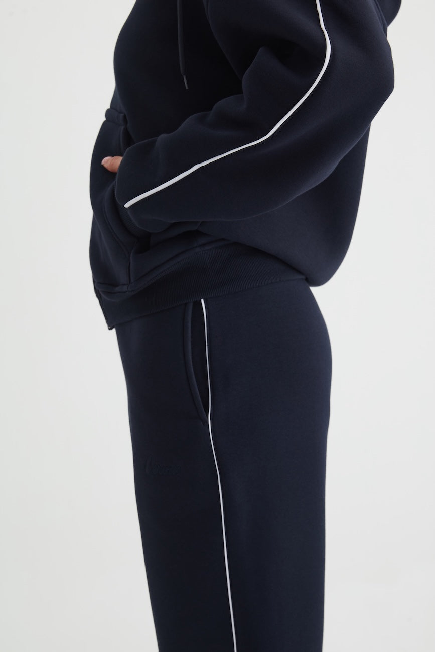 Elora Üç İplik Kapüşonlu Kadın Eşofman Takımı Lacivert