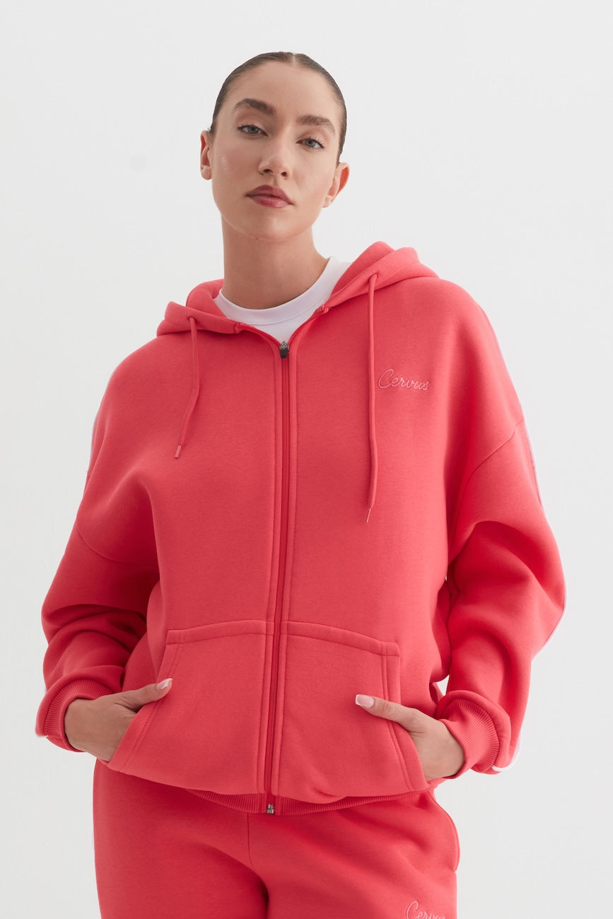 Elora Üç İplik Kapüşonlu Kadın Eşofman Takımı  Fuşya