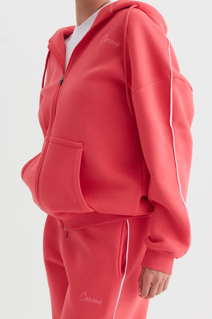 Elora Üç İplik Kapüşonlu Kadın Eşofman Takımı  Fuşya