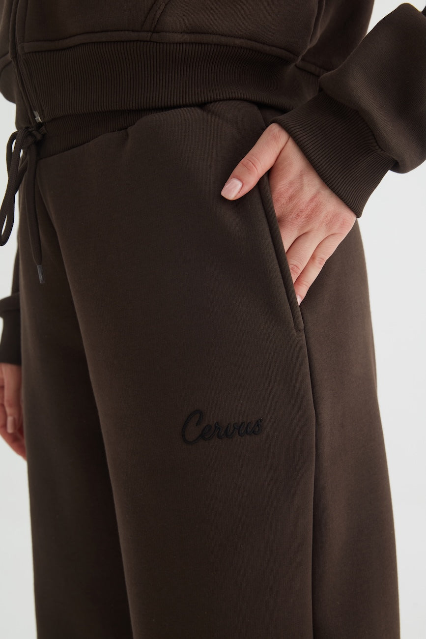 Liri Üç İplik Kapüşonlu Kadın Eşofman Takımı Kahverengi