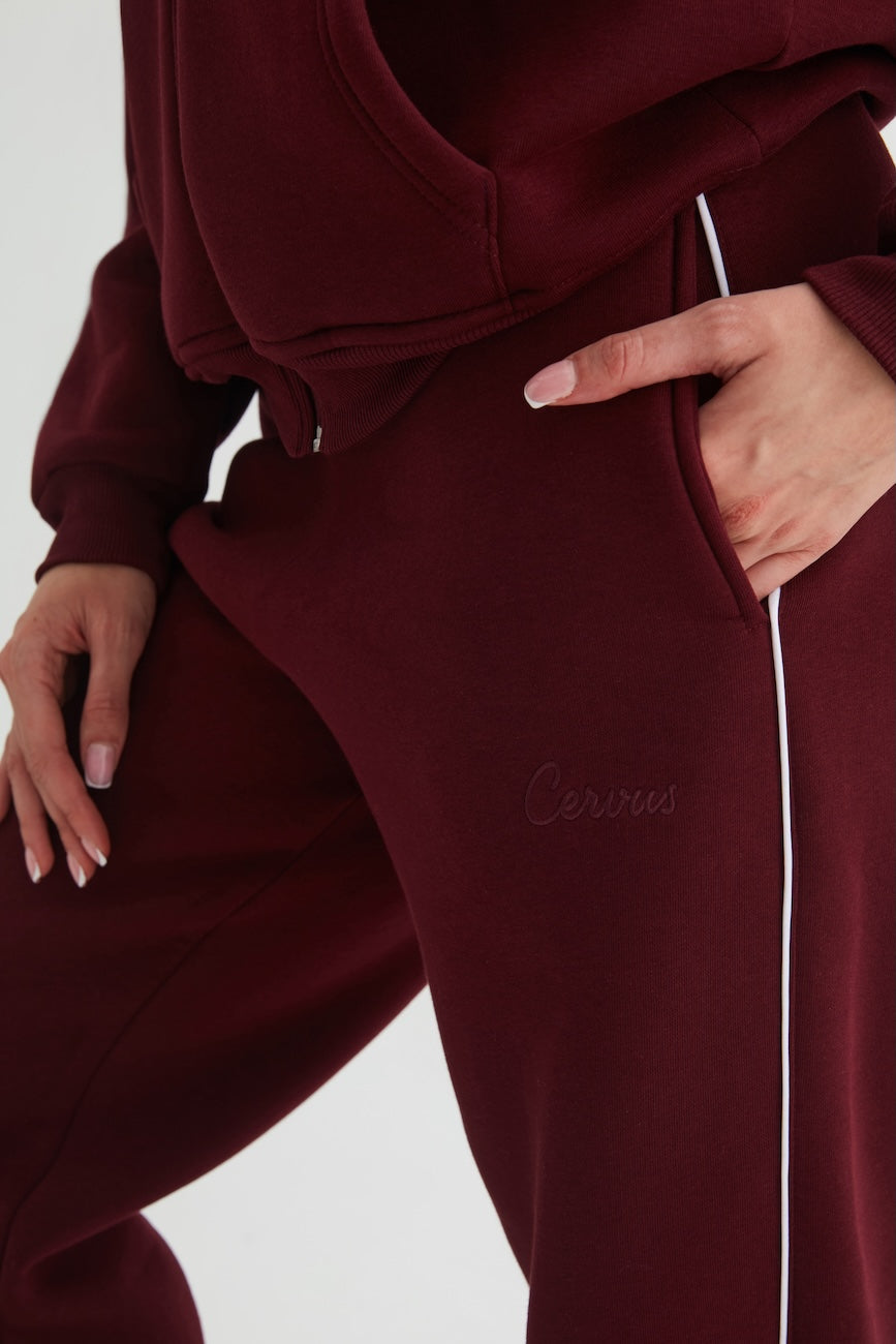 Elora Üç İplik Kapüşonlu Kadın Eşofman Takımı  Bordo
