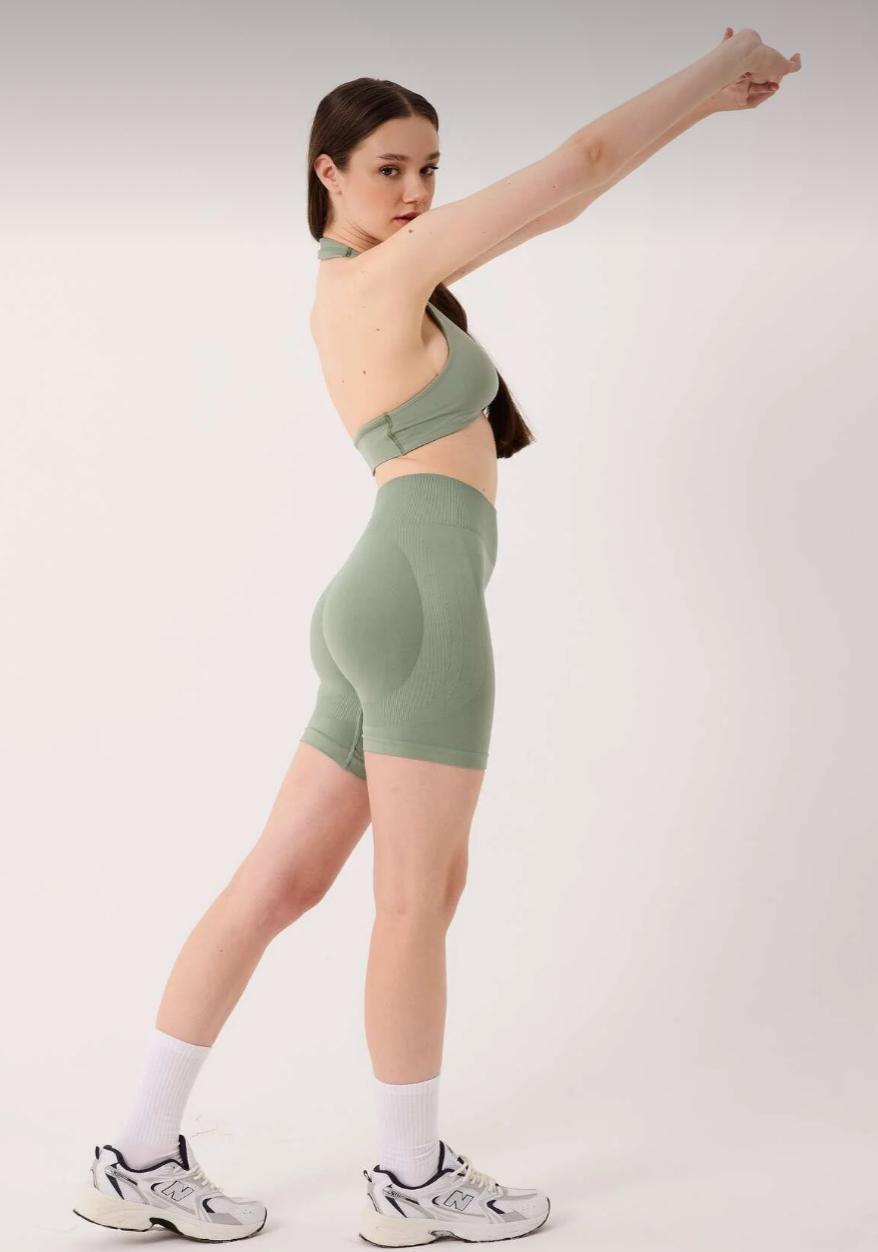 Amara Seamless Spor Şort Yeşil